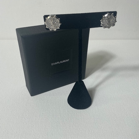 YSL Silver Logo Earrings - Picture 1 of 3